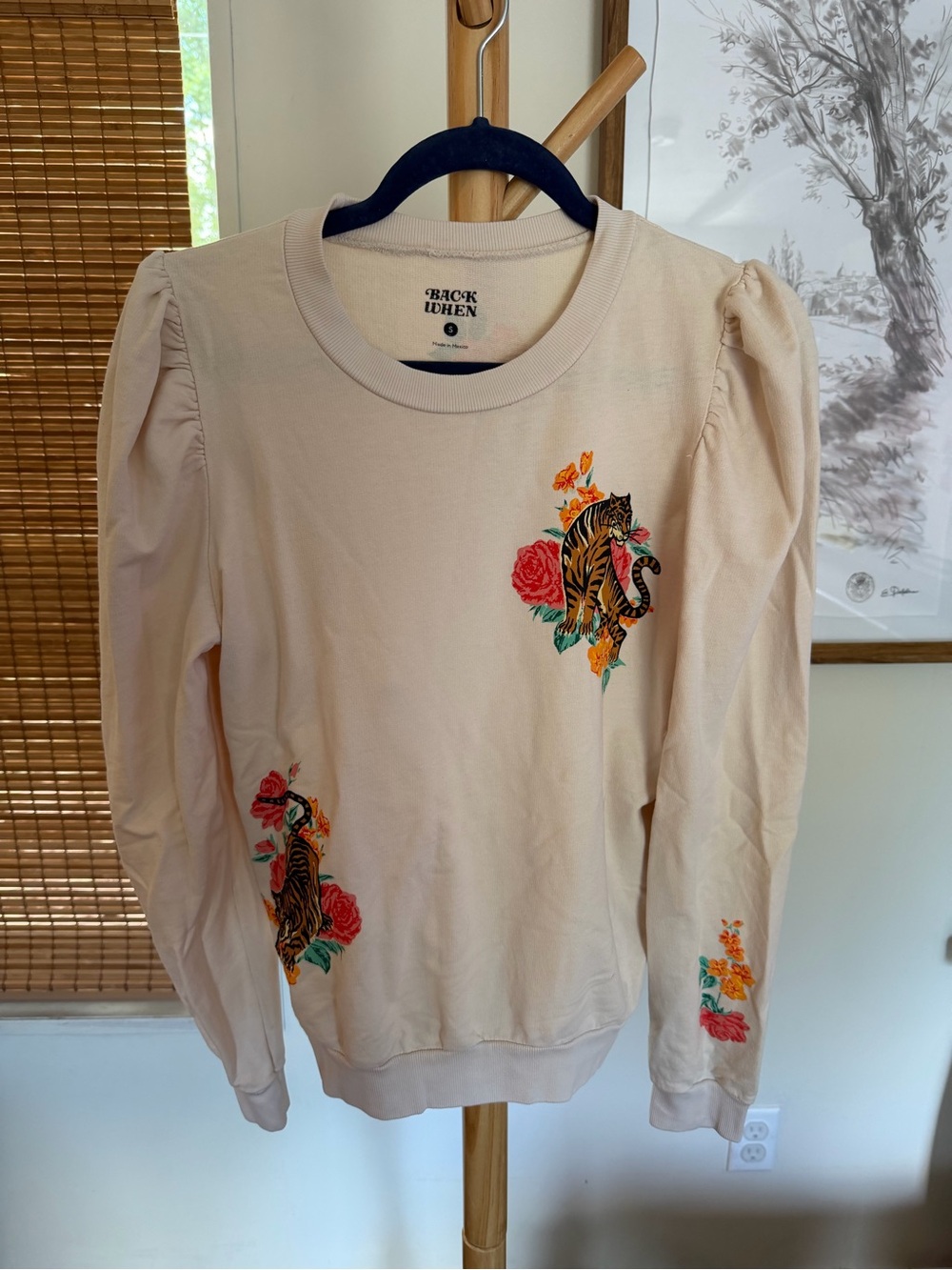 Anthropologie Back When Boho Tiger & Floral Long-Sleeve Shirt